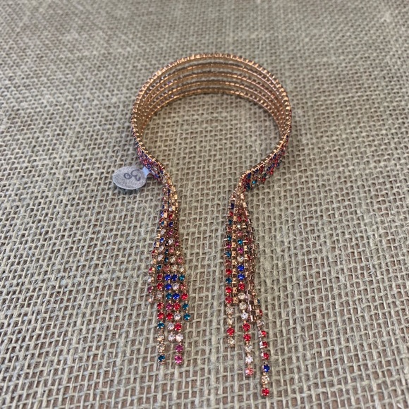 Rainbow 🌈 Rhinestone Waterfall Cuff Bracelet - Picture 7 of 7